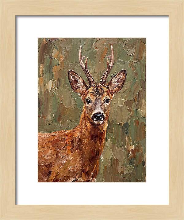 Roe Deer Portrait In Palette Knife Style