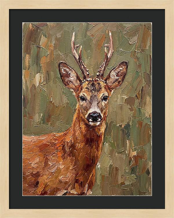 Roe Deer Portrait In Palette Knife Style