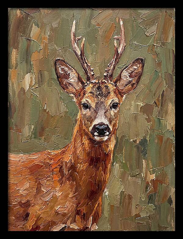 Roe Deer Portrait In Palette Knife Style