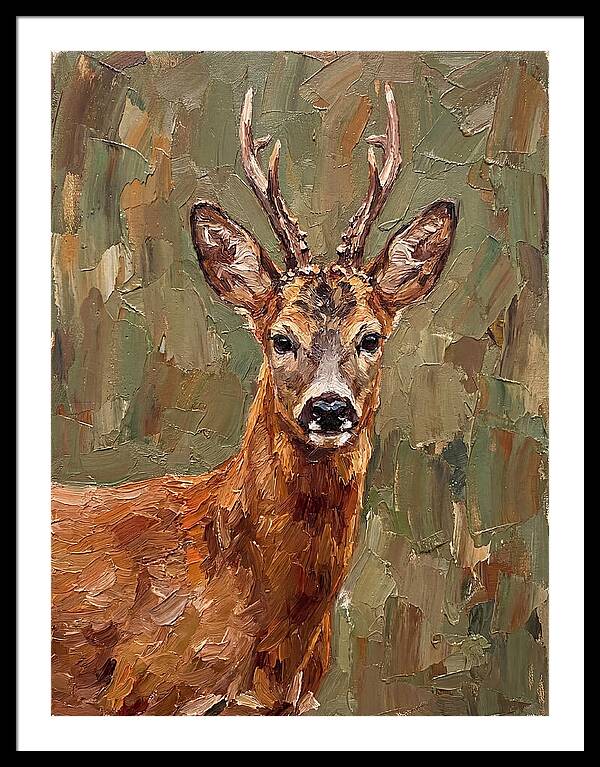 Roe Deer Portrait In Palette Knife Style
