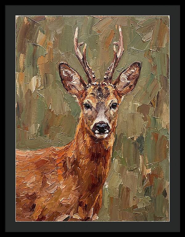 Roe Deer Portrait In Palette Knife Style