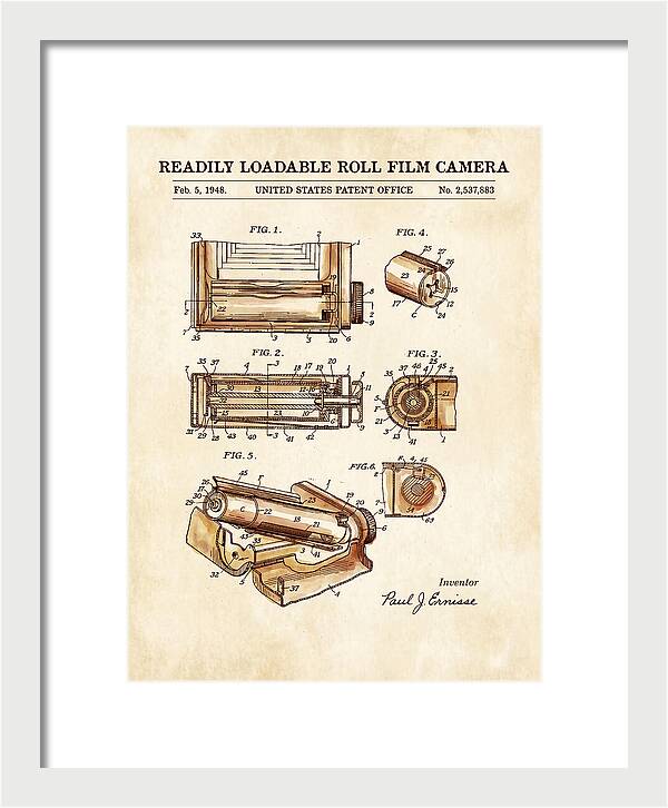 Roll Film Camera Watercolor Patent Us2537883a