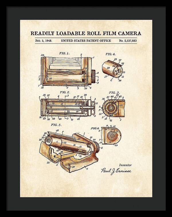 Roll Film Camera Watercolor Patent Us2537883a