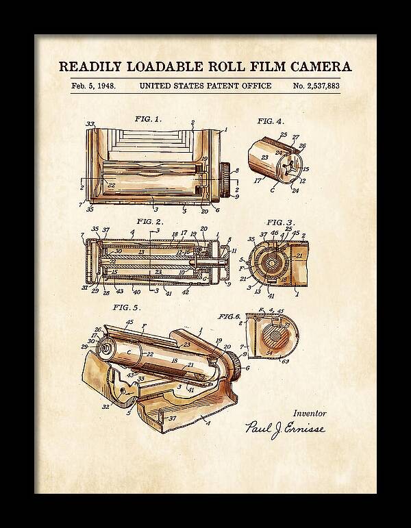 Roll Film Camera Watercolor Patent Us2537883a