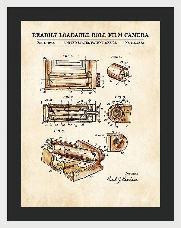 Roll Film Camera Watercolor Patent Us2537883a