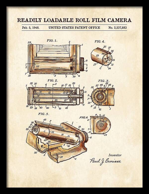 Roll Film Camera Watercolor Patent Us2537883a