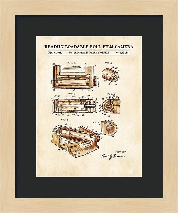 Roll Film Camera Watercolor Patent Us2537883a