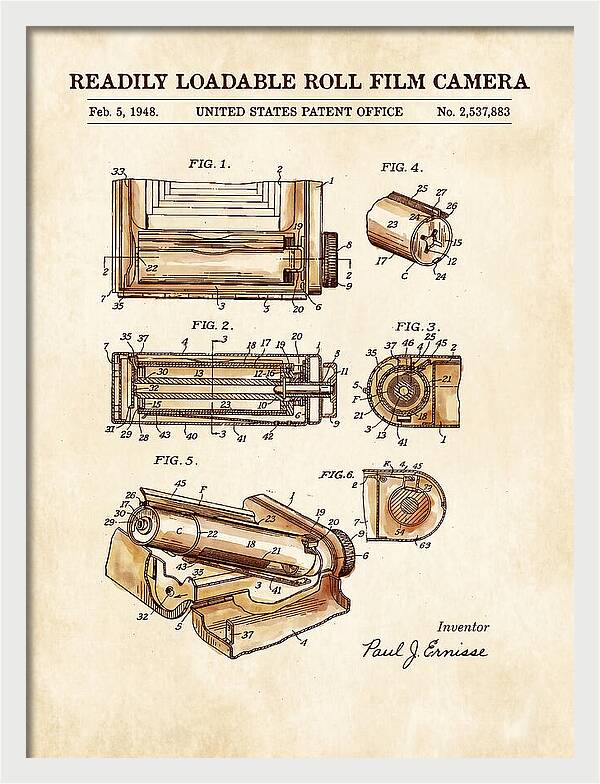 Roll Film Camera Watercolor Patent Us2537883a