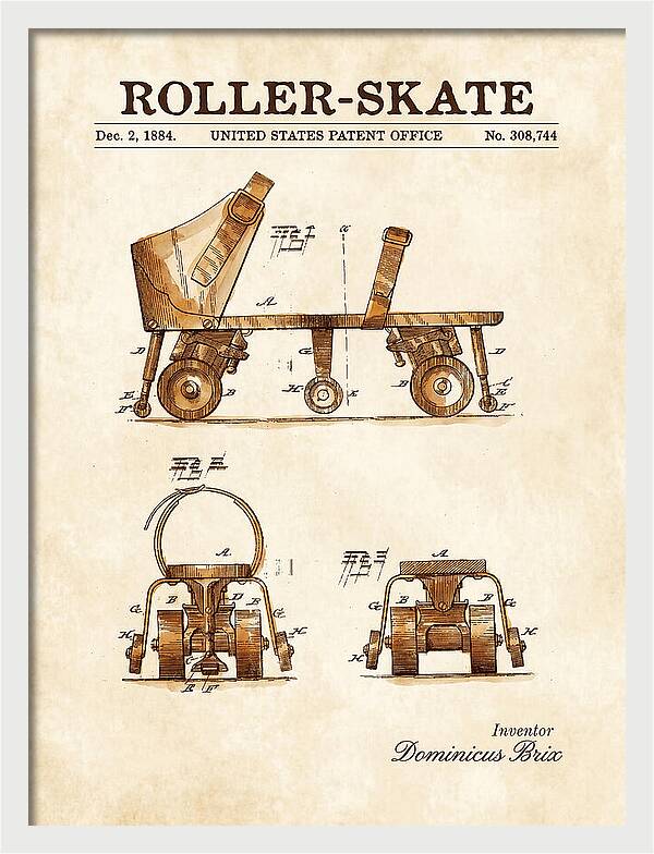 Roller Skate Watercolor Patent Us308744a