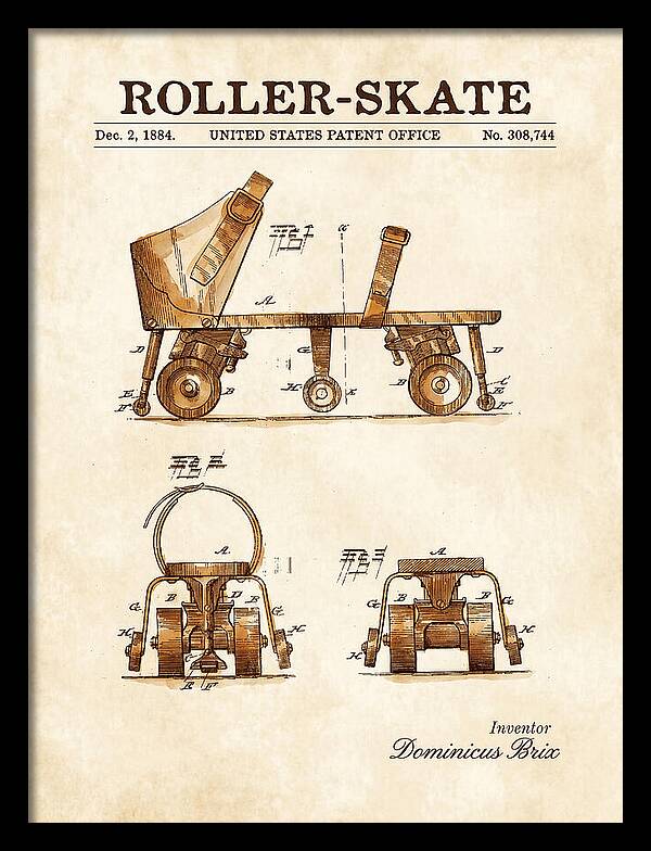 Roller Skate Watercolor Patent Us308744a