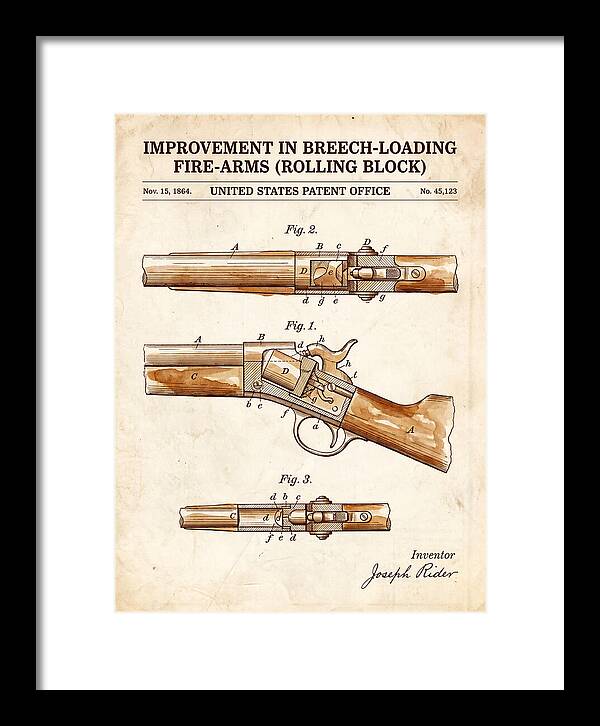 Rolling Block Rifle Remington Watercolor Patent Us45123