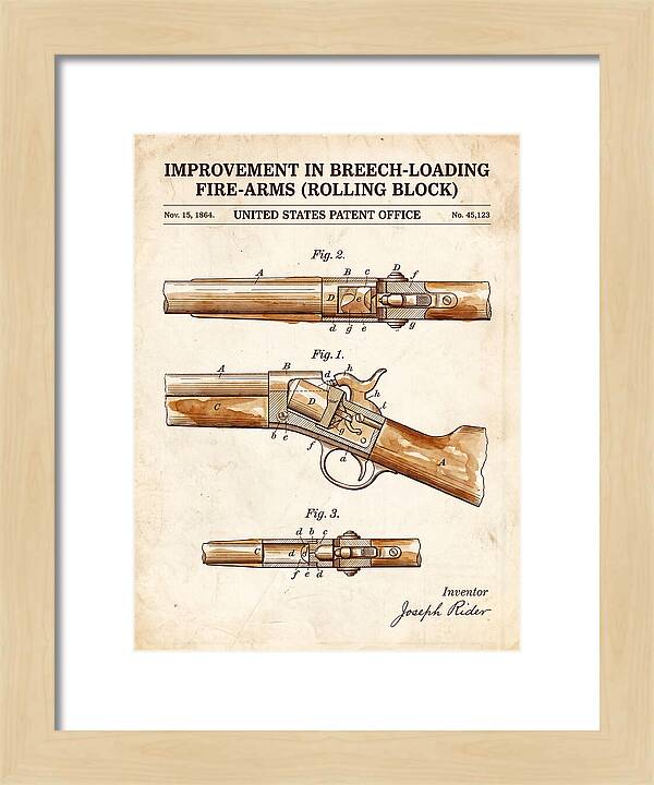 Rolling Block Rifle Remington Watercolor Patent Us45123