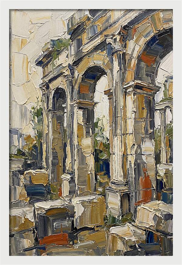 Roman Ruins In Palette Knife Style