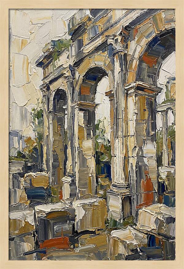 Roman Ruins In Palette Knife Style