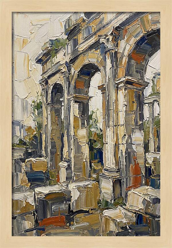 Roman Ruins In Palette Knife Style