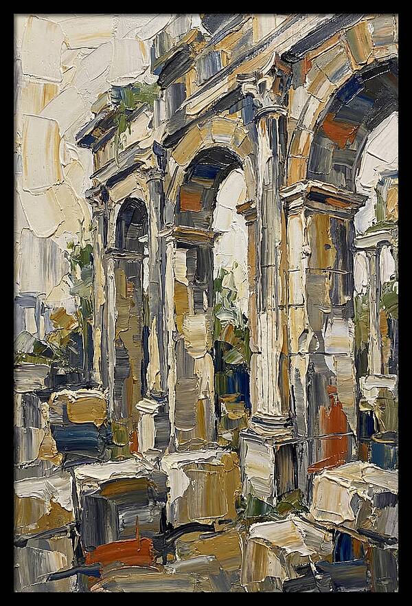 Roman Ruins In Palette Knife Style