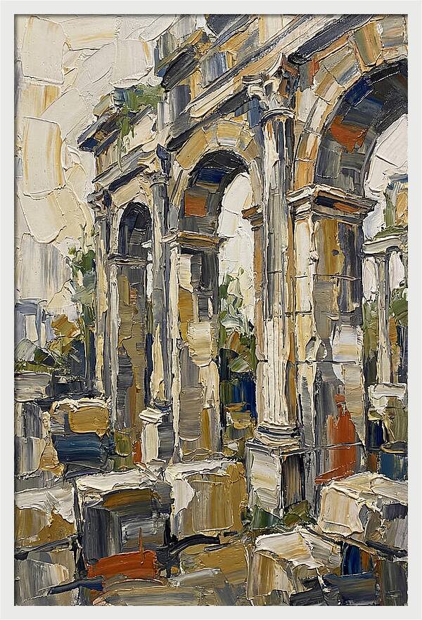 Roman Ruins In Palette Knife Style