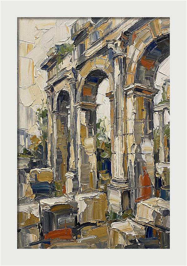 Roman Ruins In Palette Knife Style
