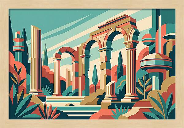 Roman Ruins In Vibrant Colors