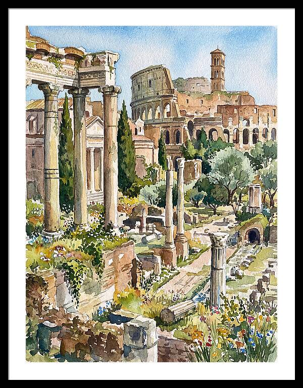 Roman Ruins In Watercolor