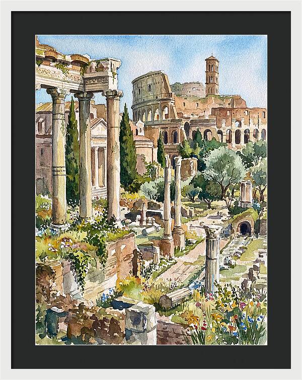 Roman Ruins In Watercolor