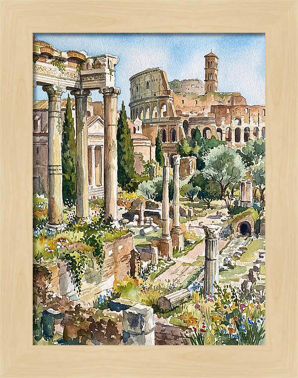 Roman Ruins In Watercolor