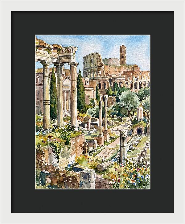 Roman Ruins In Watercolor