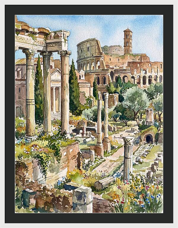 Roman Ruins In Watercolor
