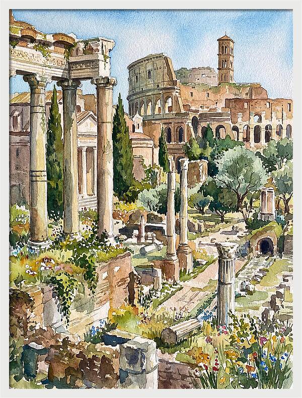 Roman Ruins In Watercolor