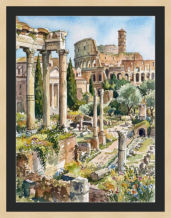 Roman Ruins In Watercolor