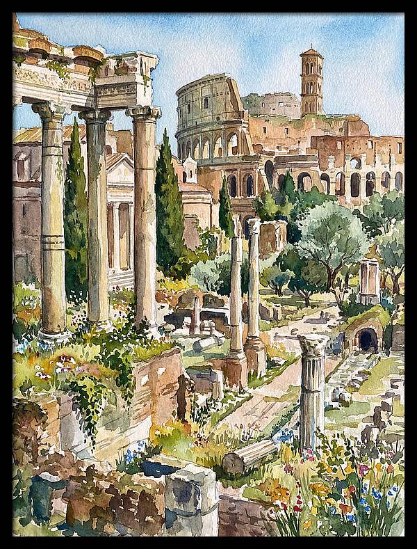 Roman Ruins In Watercolor