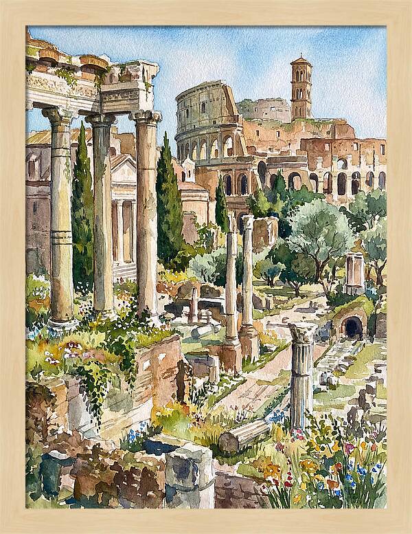 Roman Ruins In Watercolor