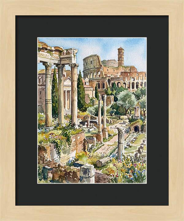 Roman Ruins In Watercolor