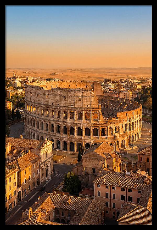 Romes Majestic Colosseum At Dusk