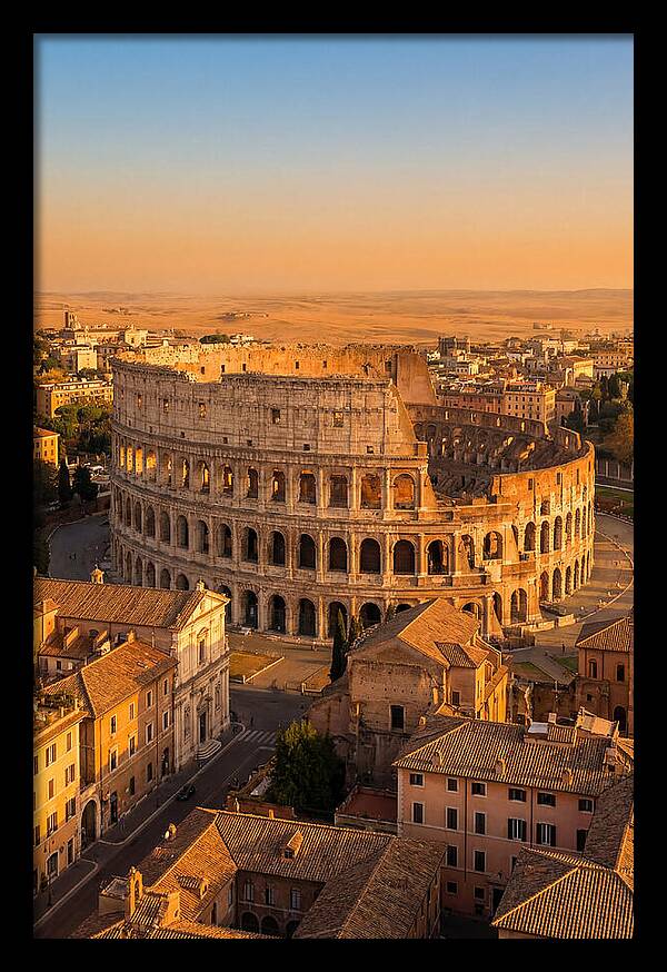 Romes Majestic Colosseum At Dusk