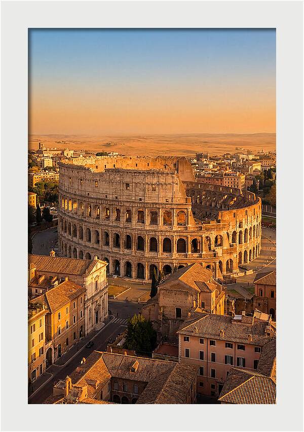 Romes Majestic Colosseum At Dusk
