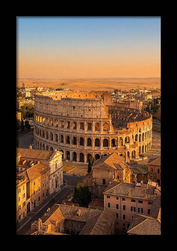 Romes Majestic Colosseum At Dusk