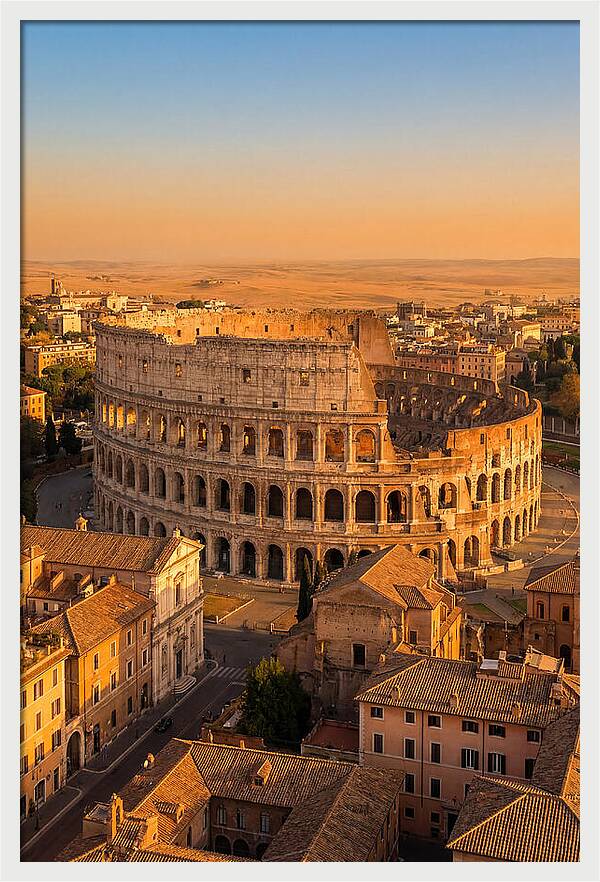 Romes Majestic Colosseum At Dusk