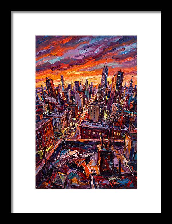 Rooftop Cityscape At Sunset