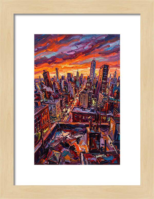 Rooftop Cityscape At Sunset