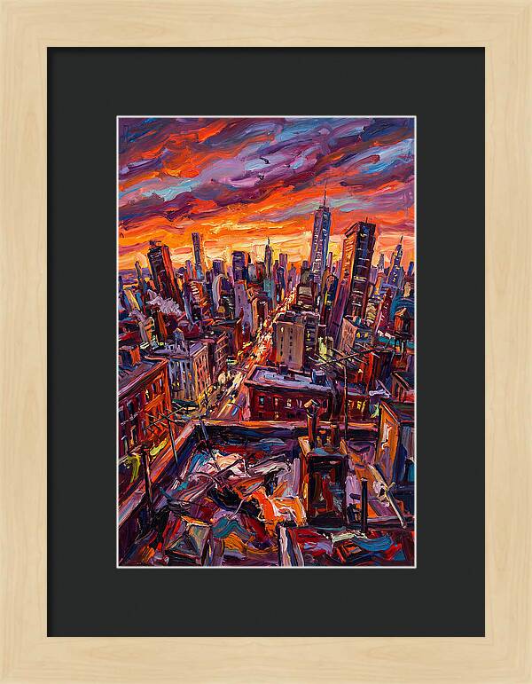 Rooftop Cityscape At Sunset