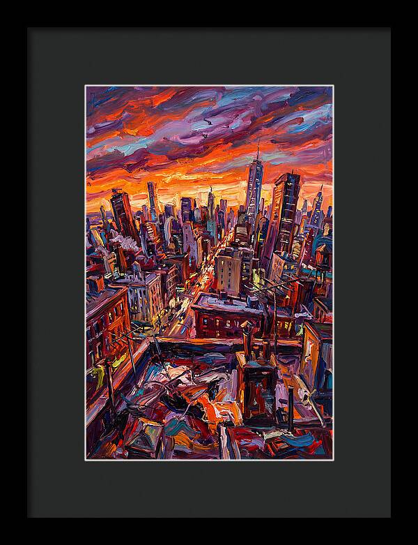 Rooftop Cityscape At Sunset