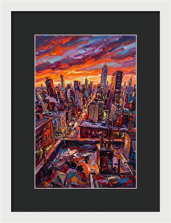 Rooftop Cityscape At Sunset