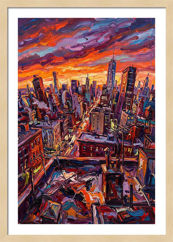 Rooftop Cityscape At Sunset