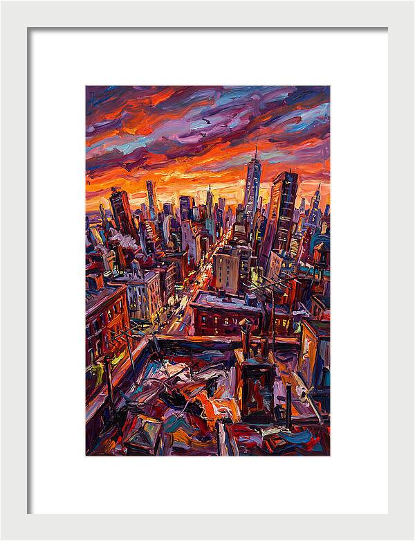 Rooftop Cityscape At Sunset