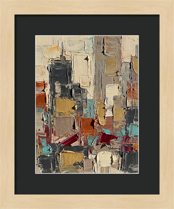 Rooftop Cityscape In Palette Knife