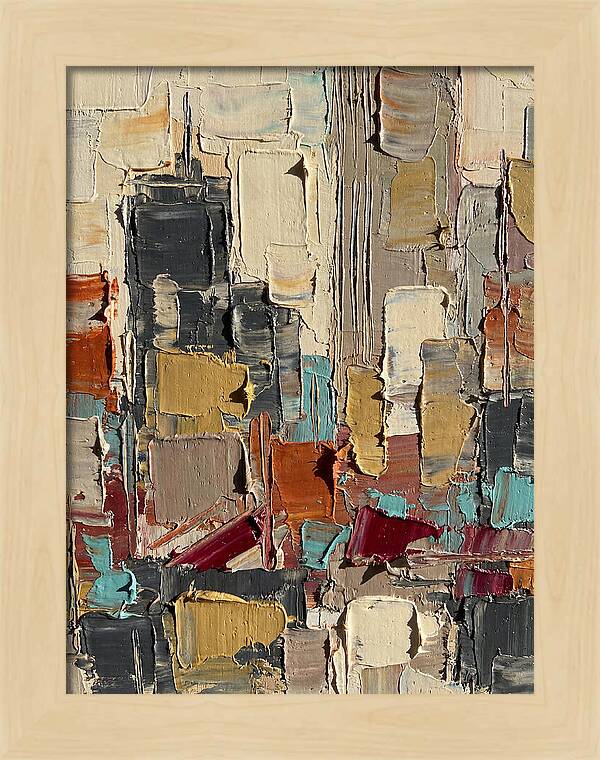 Rooftop Cityscape In Palette Knife