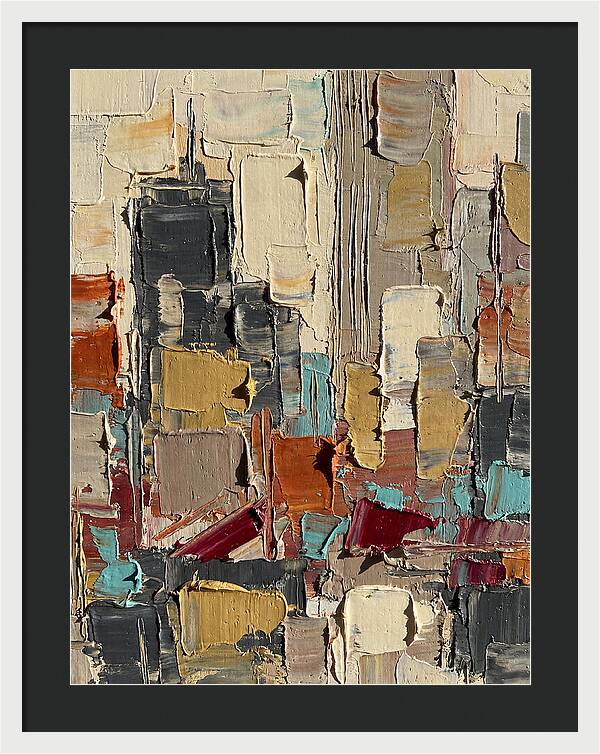 Rooftop Cityscape In Palette Knife