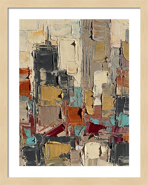 Rooftop Cityscape In Palette Knife