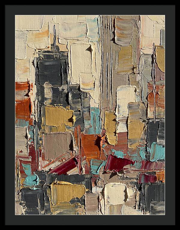 Rooftop Cityscape In Palette Knife
